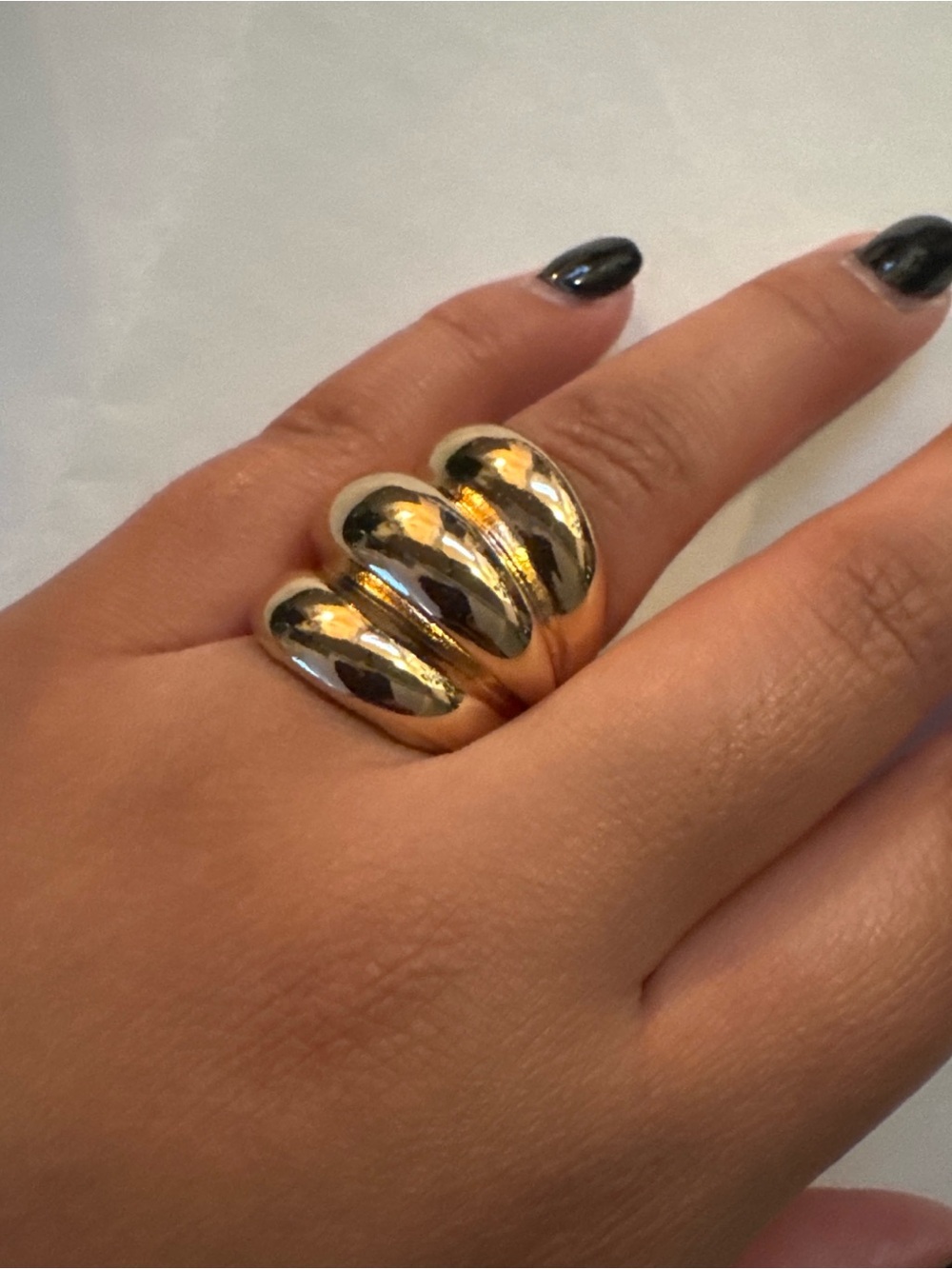 Polished Gold Triple-Arch Statement Ring